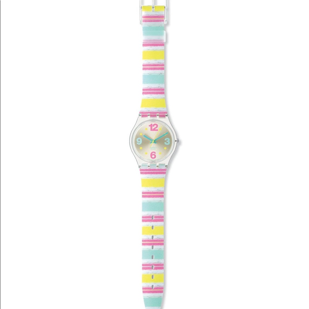 Swatch Watch Pastel Candy pink yellow blue stripe
